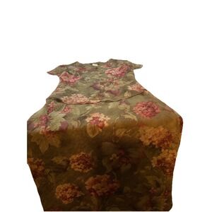 Vintage Miss Dorby Petite Dress Size‎ 10P Green Floral Attached Top Flowy J2